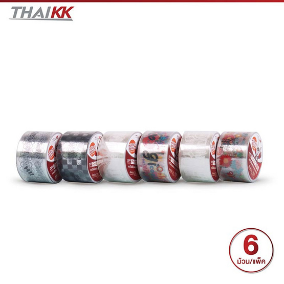 ThaiKK เทปใสพิมพ์ลาย คละแบบ 24mmx2m (แพ็ก 6 ม้วน)