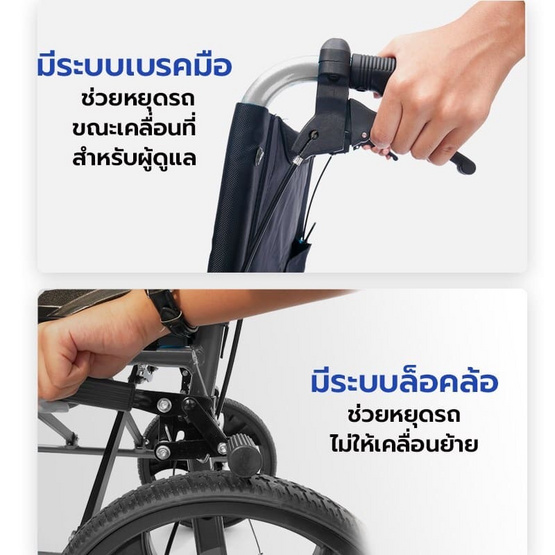 ALLWELL วีลแชร์ รถเข็นผู้ป่วย Wheelchair พับได้ ล้อใหญ่