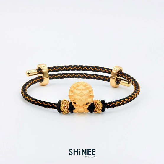 Shinee Jewellery ชาร์มพระพิฆเนศ 4 กร ขนาด Freesize สายสีดำทอง ไหมสีทอง