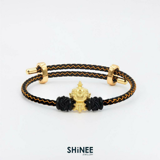 Shinee Jewellery ชาร์มท้าวเวสสุวรรณ ขนาด Freesize สายสีดำทอง ไหมสีดำ