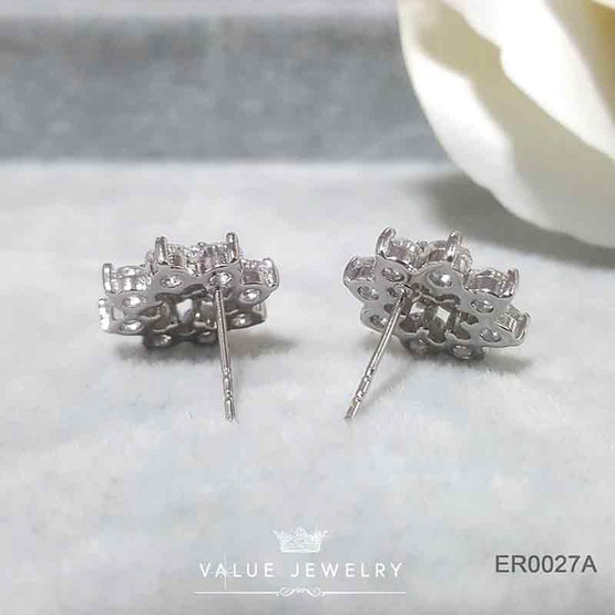ValueJewelry ต่างหูแป้น ฝังคริสตัลแท้ล้อม2ชั้น ลายดอกพิกุล ขนาดใหญ่ ER0027 ValueJewelry ต่างหูแป้น ฝังคริสตัลแท้ล้อม2ชั้น ลายดอกพิกุล ขนาดใหญ่ ER0027