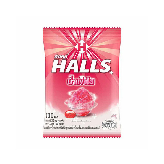 ฮอลล์ ลูกอมไอซ์ซี่สตรอเบอร์รีไซรัป (100 เม็ด) 280 กรัม