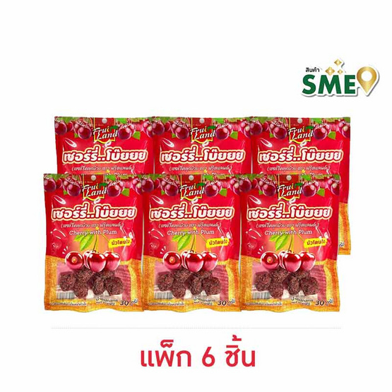 ฟรุ๊ตแลนด์ เชอร์รี่คลุกบ๊วย 30 กรัม (แพ็ก 6 ชิ้น)