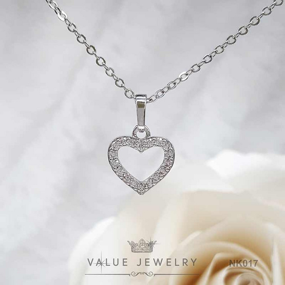 ValueJewelry สร้อยคอพร้อมจี้ ฝังคริสตัลแท้ ลายหัวใจ ขนาดพอเหมาะ NK017 ValueJewelry สร้อยคอพร้อมจี้ ฝังคริสตัลแท้ ลายหัวใจ ขนาดพอเหมาะ NK017