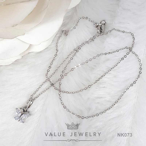 ValueJewelry สร้อยคอพร้อมจี้ ฝังคริสตัลแท้ ลายผีเสื้อ ขนาดเล็ก NK073