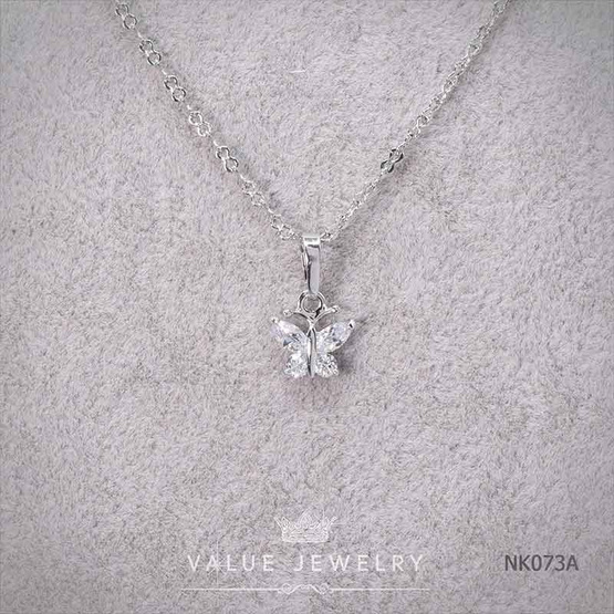 ValueJewelry สร้อยคอพร้อมจี้ ฝังคริสตัลแท้ ลายผีเสื้อ ขนาดเล็ก NK073