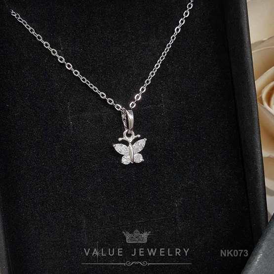 ValueJewelry สร้อยคอพร้อมจี้ ฝังคริสตัลแท้ ลายผีเสื้อ ขนาดเล็ก NK073