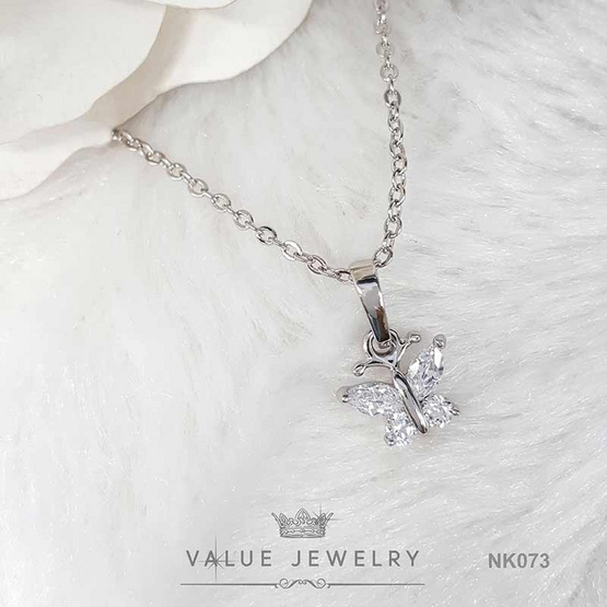 ValueJewelry สร้อยคอพร้อมจี้ ฝังคริสตัลแท้ ลายผีเสื้อ ขนาดเล็ก NK073