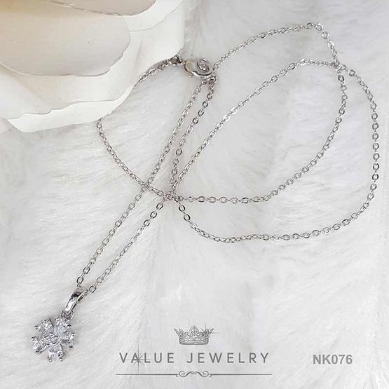 ValueJewelry สร้อยคอพร้อมจี้ ประดับคริสตัลทรงเพชรหยดน้ำ ลายดอกไม้ขนาดเล็ก NK076