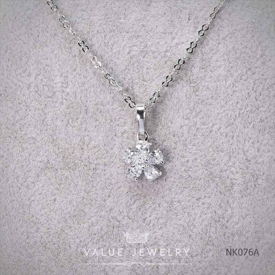 ValueJewelry สร้อยคอพร้อมจี้ ประดับคริสตัลทรงเพชรหยดน้ำ ลายดอกไม้ขนาดเล็ก NK076