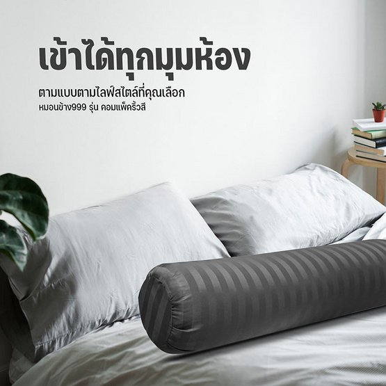 DD Bedding หมอนข้างลายริ้ว รุ่น Compact ริ้วเทา