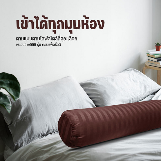 DD Bedding หมอนข้างลายริ้ว รุ่น Compact ริ้วน้ำตาล