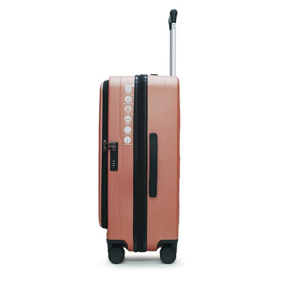 HQ LUGGAGE กระเป๋าเดินทาง ABS เปิดหน้า 4 ล้อคู่ กุญแจล็อค 3 รหัส รุ่น 8862 - สีชมพู