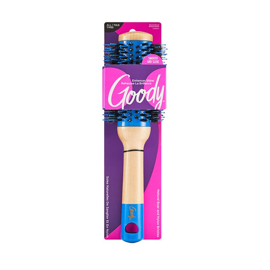 Goody หวีโรลขนหมูป่า (รุ่น 11214)  Wood Round Brush สีฟ้า