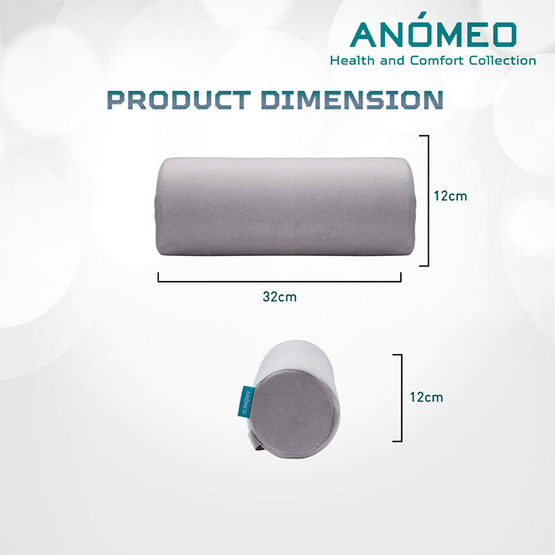 ANOMEO หมอนรองคอทรงกระบอก รุ่น small tube shape สีเทา