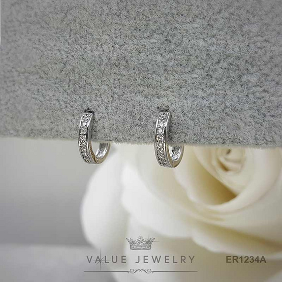 ValueJewelry ต่างหูห่วง คริสตัลแท้ 1แถว ขนาดพอเหมาะ ER1234 ValueJewelry ต่างหูห่วง คริสตัลแท้ 1แถว ขนาดพอเหมาะ ER1234