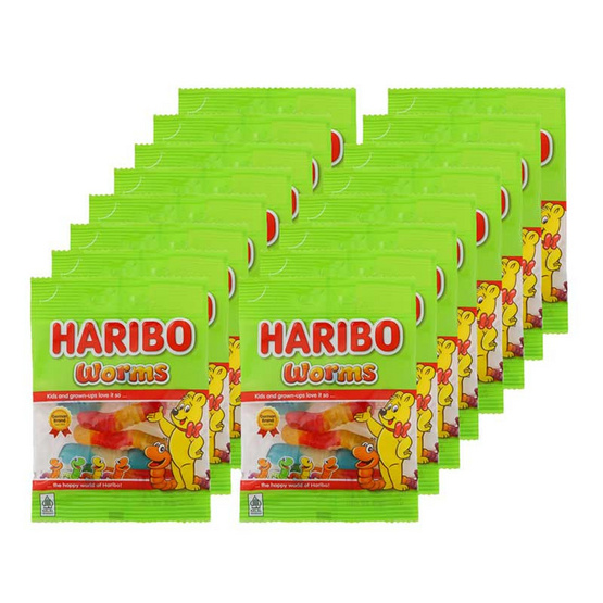 ฮาริโบ้ เวิร์มส์ กัมมี่กลิ่นผลไม้รวม 20 กรัม (แพ็ก 16 ชิ้น) ฮาริโบ้ เวิร์มส์ กัมมี่กลิ่นผลไม้รวม 20 กรัม (แพ็ก 16 ชิ้น)
