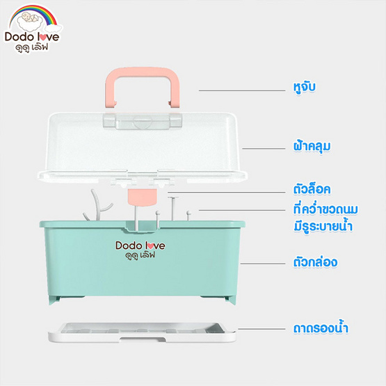 DODOLOVE กล่องเก็บของใช้เด็ก อเนกประสงค์ สีชมพู