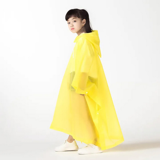 Rain Coat ชุดกันฝนเด็กแบบคลุม มีกระดุมข้าง  สีเหลือง