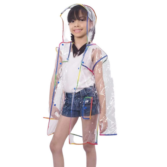 Rain Coat ชุดกันฝนเด็ก PVC Clear-Rainbow