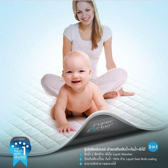 SUPER SORBER ผ้ารองซับปัสสาวะ รุ่น Newborn สำหรับเด็กแรกเกิด สีฟ้า (50x70 ซม.)