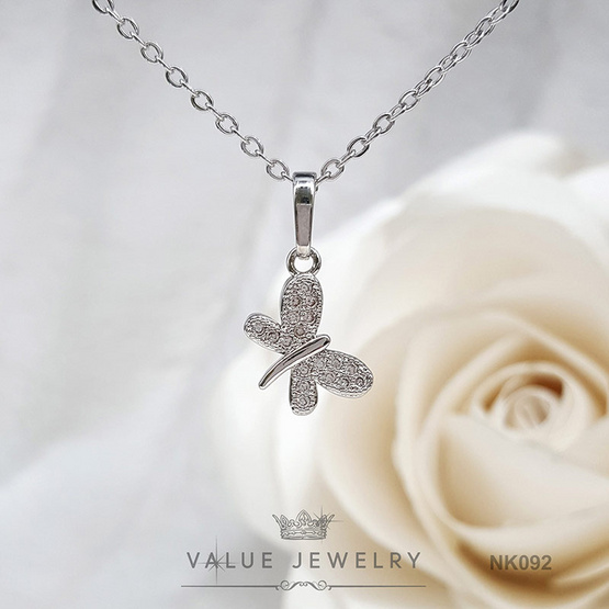 ValueJewelry สร้อยคอพร้อมจี้ ฝังคริสตัลแท้ ลายแมงปอ Dragonfly ขนาดเล็ก เครื่องประดับ สร้อย NK092