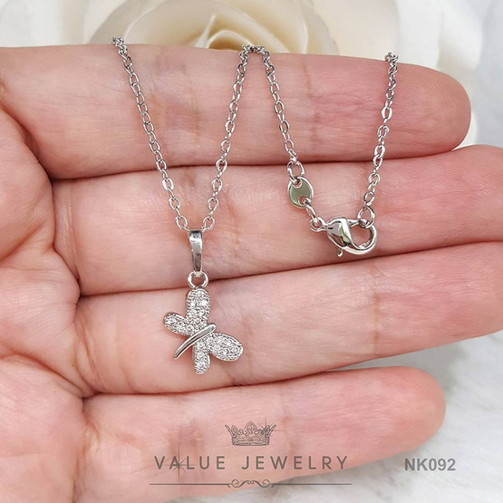 ValueJewelry สร้อยคอพร้อมจี้ ฝังคริสตัลแท้ ลายแมงปอ Dragonfly ขนาดเล็ก เครื่องประดับ สร้อย NK092