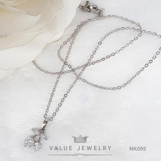 ValueJewelry สร้อยคอพร้อมจี้ ประดับคริสตัลแท้ ลายเชอรี่ Cherry ขนาดเล็ก เครื่องประดับ สร้อย NK095