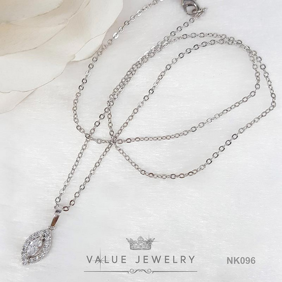 ValueJewelry สร้อยคอพร้อมจี้ ประดับคริสตัล ทรงเพชรมาคี ล้อมเพชรละเอียด ขนาดเล็ก  NK096