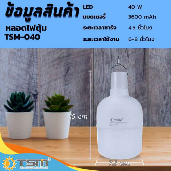 TSM หลอดไฟตุ้ม 40 วัตต์