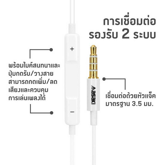 Asaki หูฟังเอียร์บัด รุ่น A-K6617MP