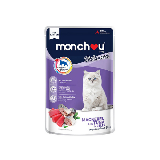 มองชู อาหารเปียกคิทเท่นแมค และ ทูน่าในเจลลี่ 80 ก. ( 1 แพ็ก 12 ชิ้น)