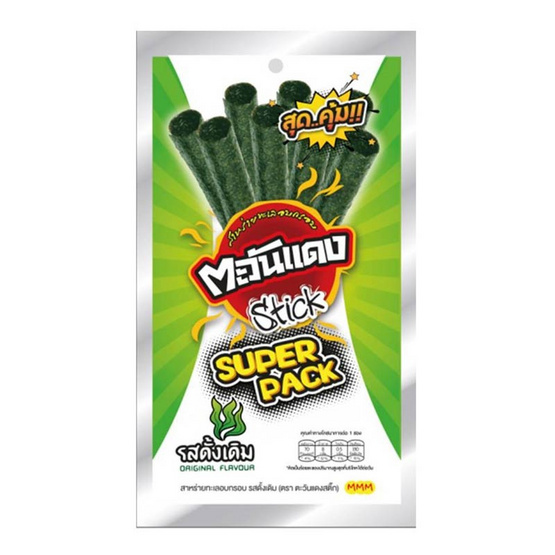 ตะวันแดง สติ๊ก สาหร่ายทะเลอบกรอบ ซุปเปอร์แพ็ค รสดั้งเดิม 16 กรัม (แพ็ก 6 ชิ้น)