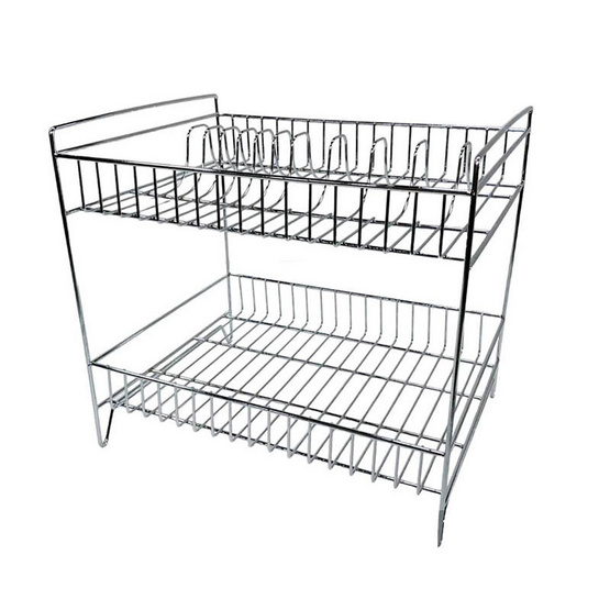 HATASHI ชั้นคว่ำจาน 2 ชั้น แบบตั้งพื้นเหล็กชุบโครเมี่ยม รุ่นLT119