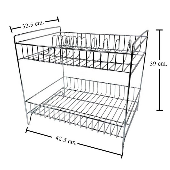 HATASHI ชั้นคว่ำจาน 2 ชั้น แบบตั้งพื้นเหล็กชุบโครเมี่ยม รุ่นLT119