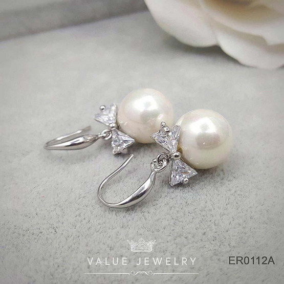 ValueJewelry ต่างหูแบบเกี่ยว ประดับคริสตัลลายโบ ER0112