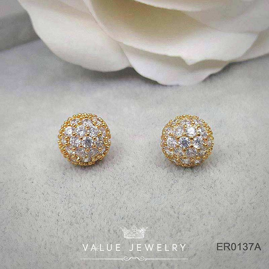 ValueJewelry ต่างหูแป้น ทรงครึ่งวงกลม ฝังด้วยคริสตัลแท้ ขนาดกลาง ER0137 ValueJewelry ต่างหูแป้น ทรงครึ่งวงกลม ฝังด้วยคริสตัลแท้ ขนาดกลาง ER0137