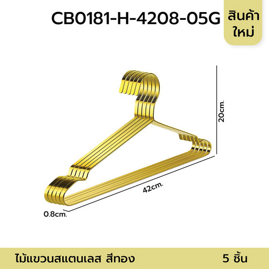 CASSA ไม้แขวนสเตนเลสสีทอง แพ็ค 5 ชิ้น