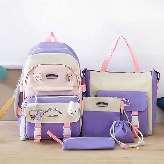 Fancybag กระเป๋า SCH028-Heart Bear-PU Purple Fancybag กระเป๋า SCH028-Heart Bear-PU Purple