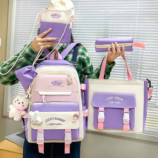 Fancybag กระเป๋า SCH028-Heart Bear-PU Purple