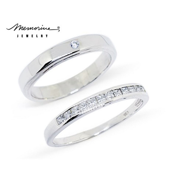 Memorine Jewelry แหวนคู่รักเงินแท้ 925 ฝังเพชรสวิส (CZ) DUO-12