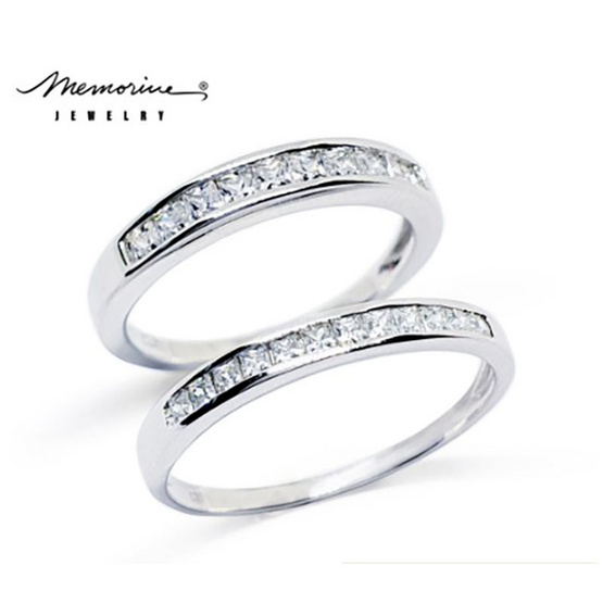 Memorine Jewelry แหวนคู่รักเงินแท้ 925 ฝังเพชรสวิส (CZ) DUO-8