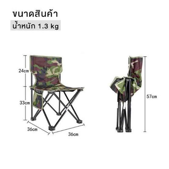 Thai sun sport เก้าอี้สนาม พับเก็บได้ ลายพราง น้ำหนักเบา พร้อมถุงพกพา รุ่น CP0001