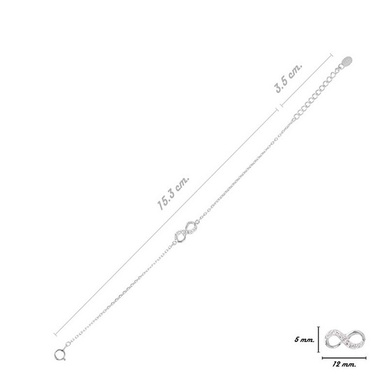 Louis Montini (Jewelry) สร้อยข้อมือเงินแท้ 92.5% สร้อยข้อมือผู้หญิง รูป Infinity LJBL02