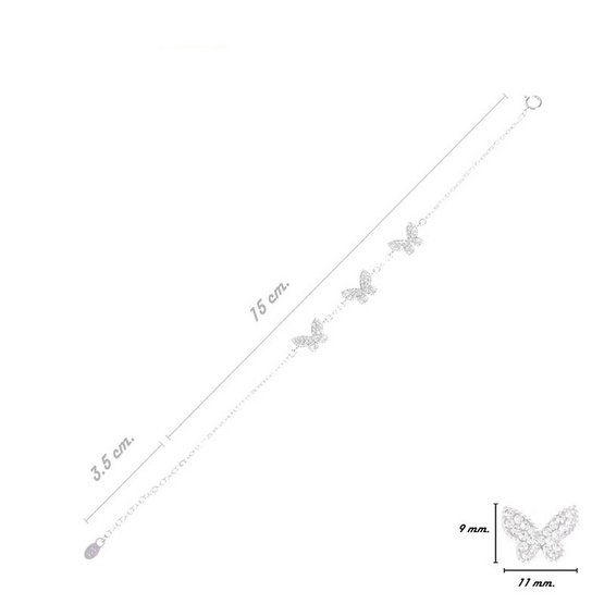 Louis Montini (Jewelry) สร้อยข้อมือเงินแท้ 92.5% สร้อยข้อมือผู้หญิง รูป butterfly LJBL08