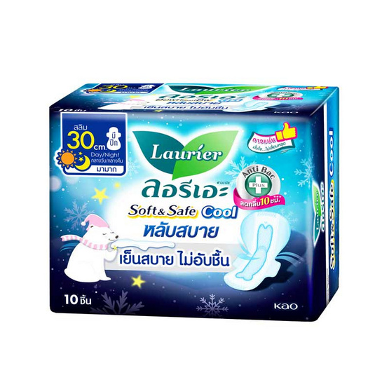 ลอรีเอะ ซอฟท์แอนด์เซฟ หลับสบาย คูล ไนท์ 30 ซม. (ห่อละ 10 ชิ้น)