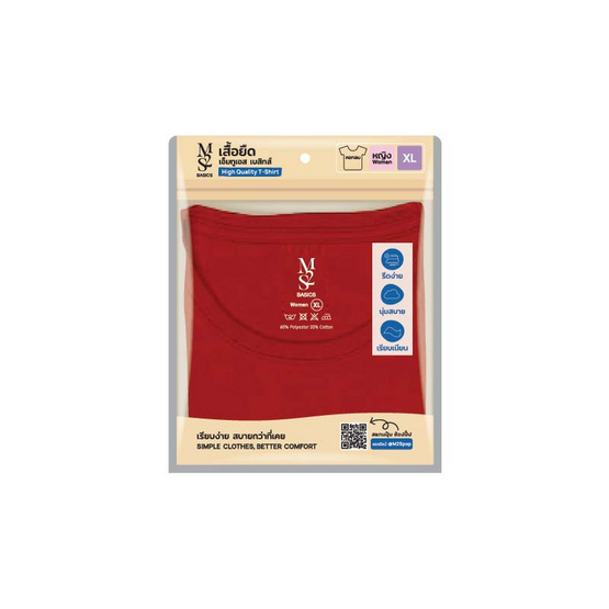 M2S Lifestyle เสื้อยืดคอกลมหญิง แดงมังกร