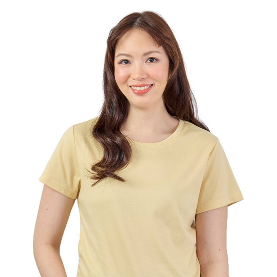M2S Lifestyle เสื้อยืดคอกลมหญิง เหลืองนมกล้วย