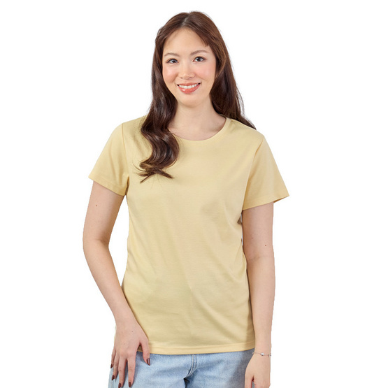 M2S Lifestyle เสื้อยืดคอกลมหญิง เหลืองนมกล้วย