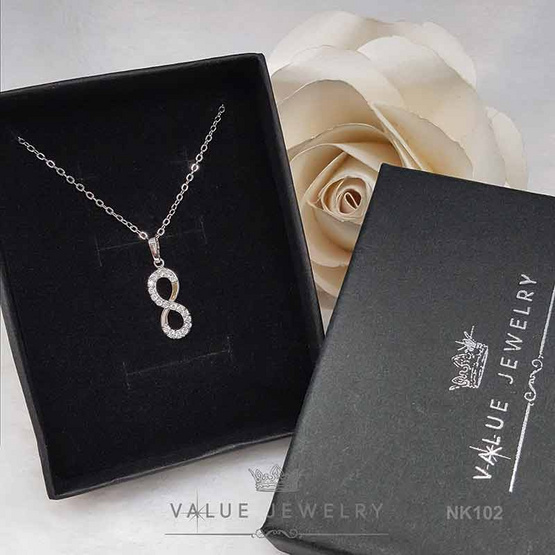 ValueJewelry สร้อยคอพร้อมจี้ ประดับคริสตัล ลายอินฟินิตี้ นำโชค Infinity ขนาดกลาง NK102